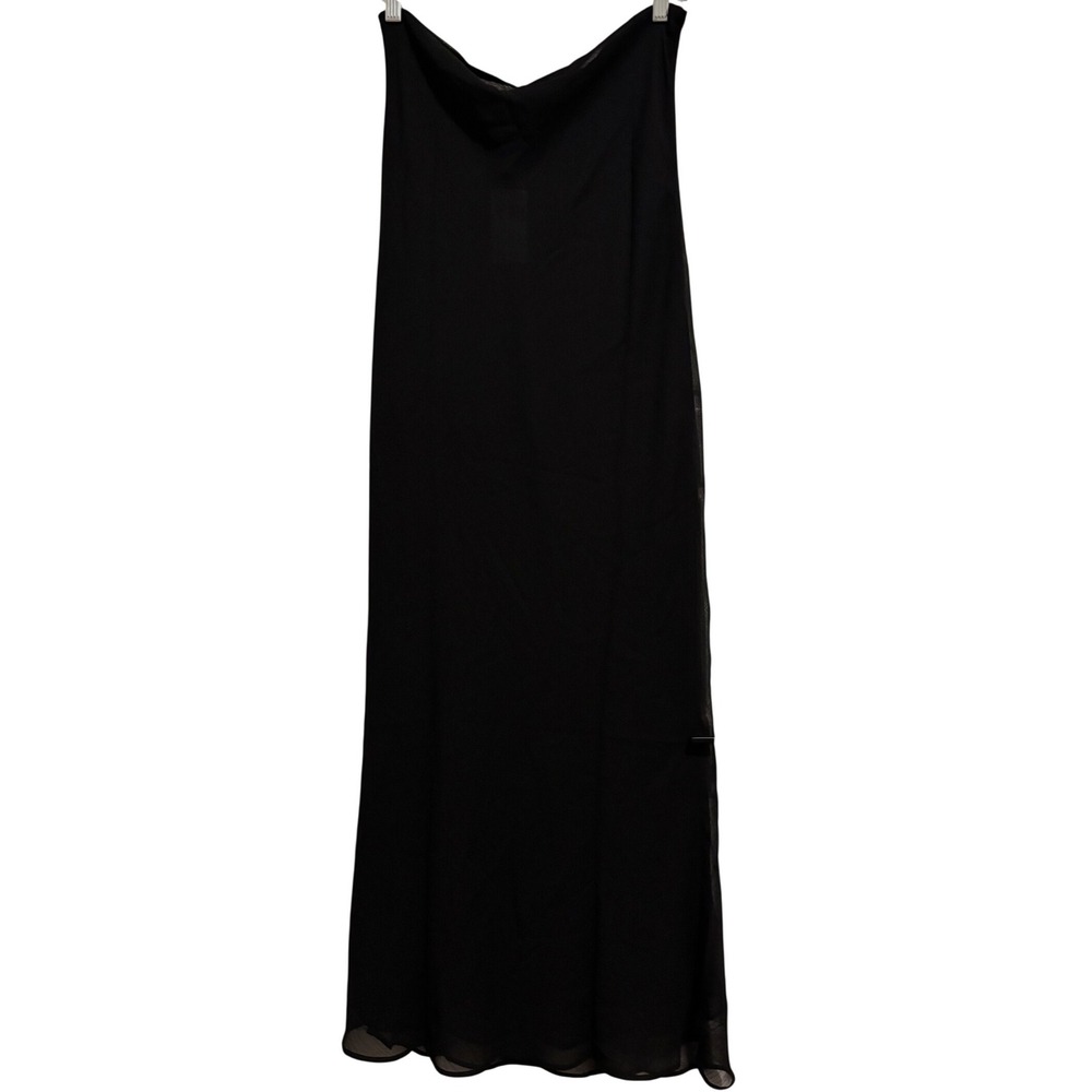 Lioness Devon Maxi Skirt Licorice Medium Black Sheer Textured Flowy Full Length - Picture 2 of 8